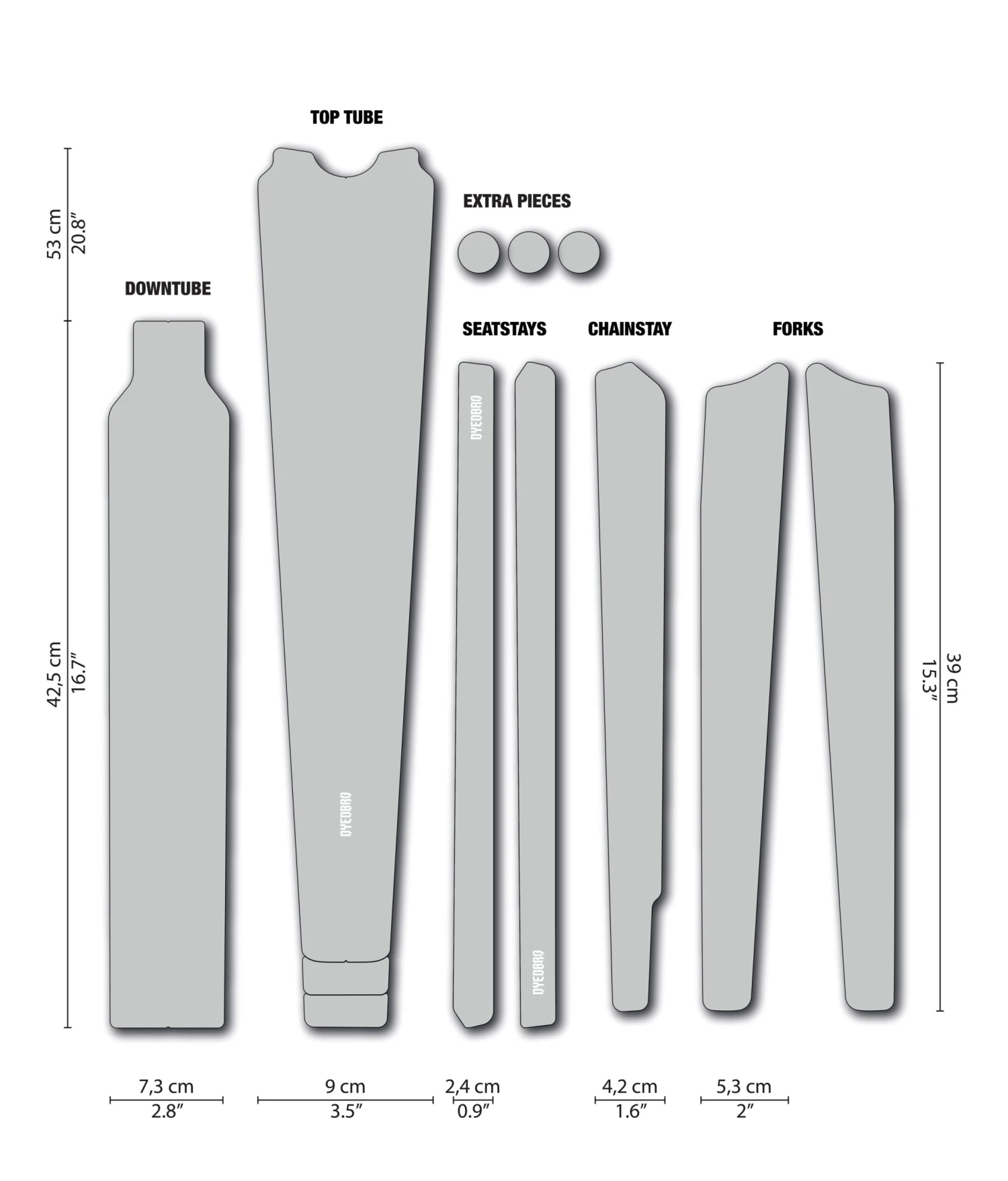 Dyedbro Grind Frame Beschermingsset Blank - Wit Glans 3 Dyedbro Grind Frame Beschermingsset Blank - Wit Glans